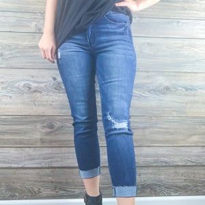 KANCAN Distressed Skinny Capri Jeans
